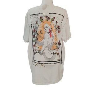 Marc Ecko Cut & Sew White Graphic T-Shirt Mens XL Snake Rose V-Neck Streetwear